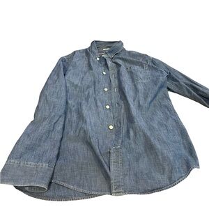 Tommy Hilfiger Mens Shirt Indigo Blue Denim. Custom fit indigo yarns Tommy large
